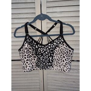 Lane Bryant LIVI Active Women Plus Size 26/28 Leopard Print Strappy Sports Bra